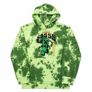 Mad Engine Boys Large Minecraft CREEPER Hoodie Green Tie-Dye Exploding Noise